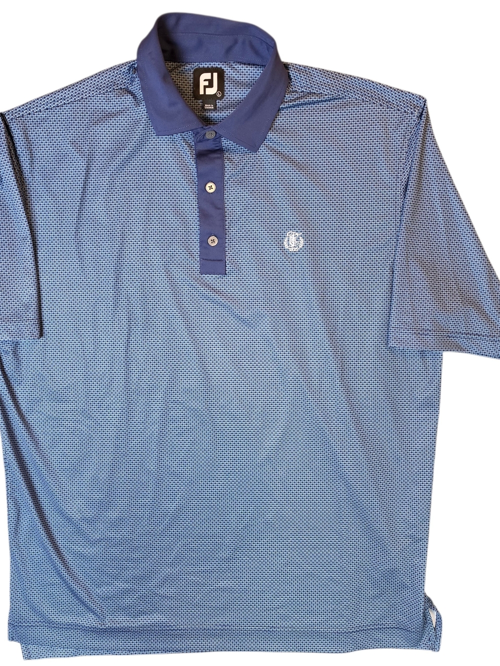 FootJoy Polo Shirt Mens Blue Geometric Print Golf Sporty Preppy Resortwear